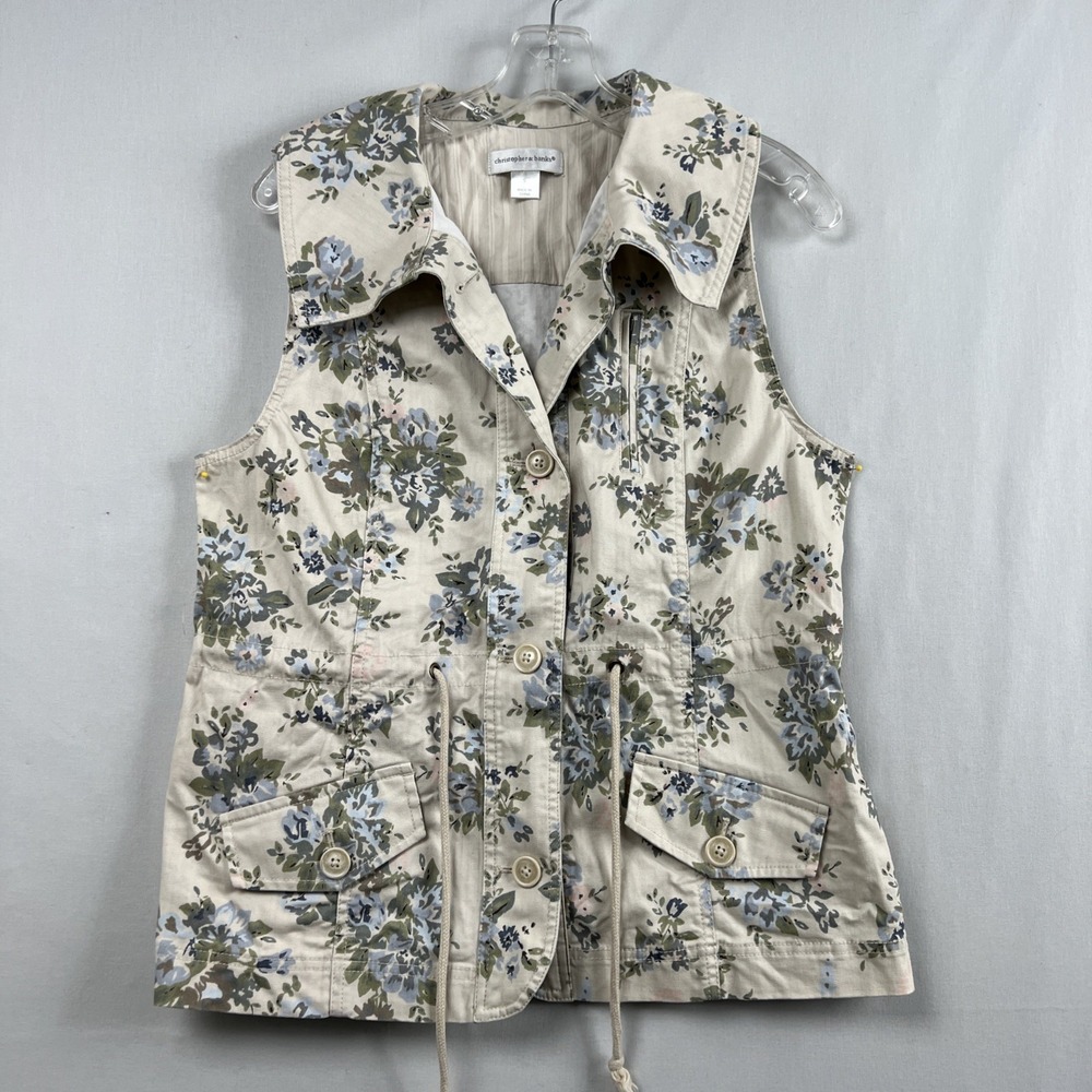 Christopher & Banks Vest Size Small Floral Drawstring Waist Ditsy Cottage Core